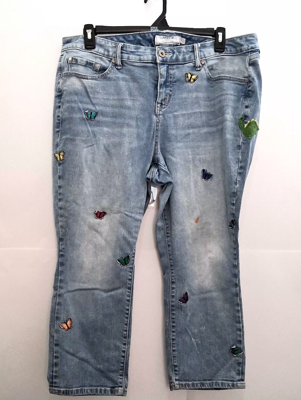 TORRID Light Blue Ankle Denim Jeans with Butterfly Patches First At Fit Size 18